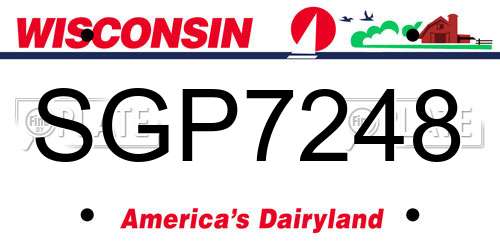 SGP7248 Wisconsin License Plate