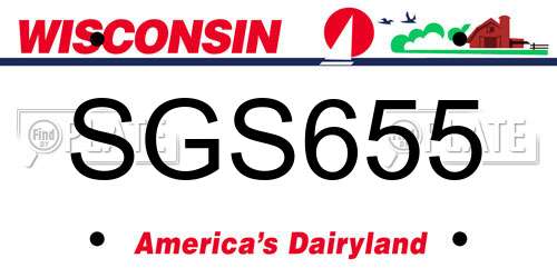 SGS655 Wisconsin License Plate