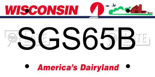 SGS65B Wisconsin License Plate