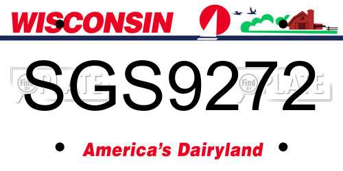 SGS9272 Wisconsin License Plate