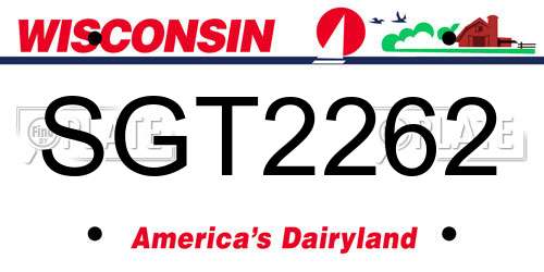 SGT2262 Wisconsin License Plate