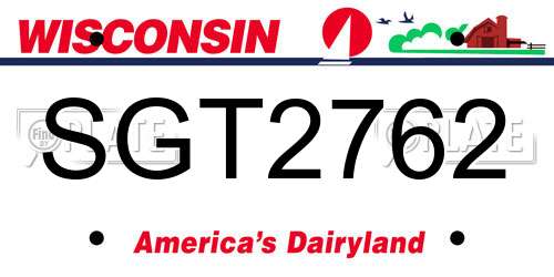 SGT2762 Wisconsin License Plate
