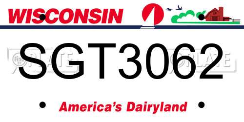 SGT3062 Wisconsin License Plate