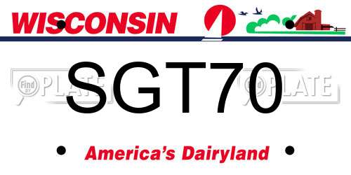 SGT70 Wisconsin License Plate