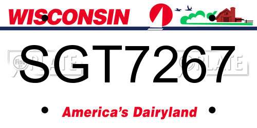 SGT7267 Wisconsin License Plate