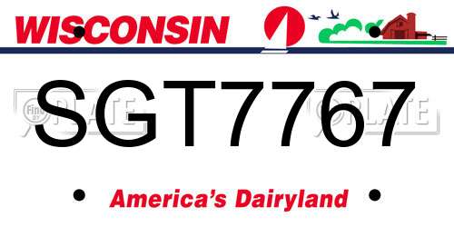 SGT7767 Wisconsin License Plate