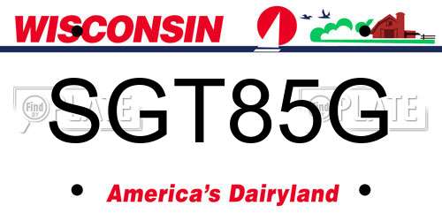 SGT85G Wisconsin License Plate