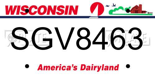SGV8463 Wisconsin License Plate