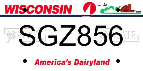 SGZ856 Wisconsin License Plate