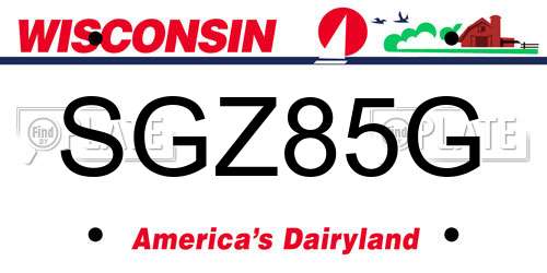 SGZ85G Wisconsin License Plate