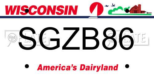 SGZB86 Wisconsin License Plate