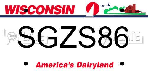 SGZS86 Wisconsin License Plate