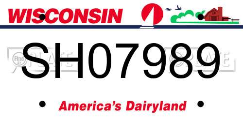 SH07989 Wisconsin License Plate
