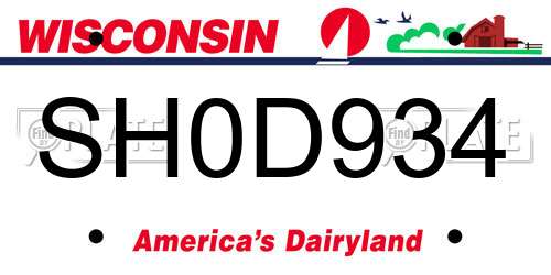 SH0D934 Wisconsin License Plate