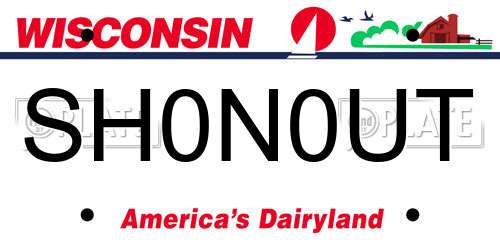 SH0N0UT Wisconsin License Plate