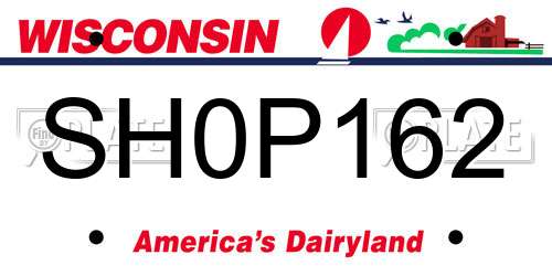 SH0P162 Wisconsin License Plate
