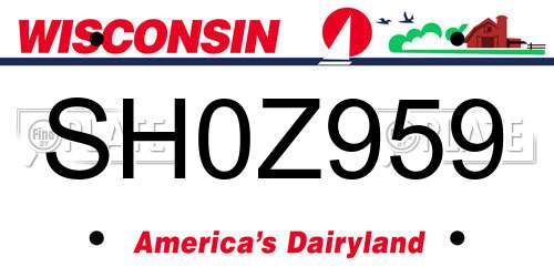 SH0Z959 Wisconsin License Plate