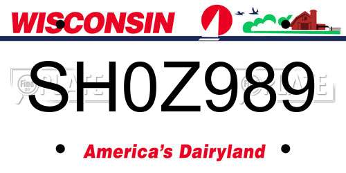 SH0Z989 Wisconsin License Plate