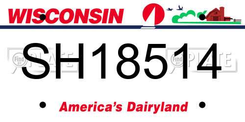 SH18514 Wisconsin License Plate