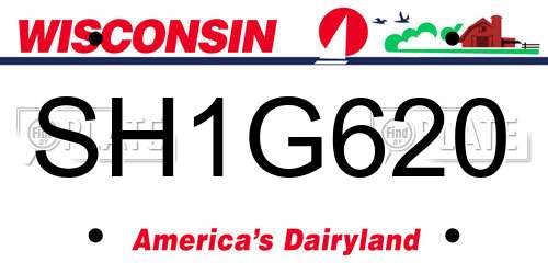 SH1G620 Wisconsin License Plate