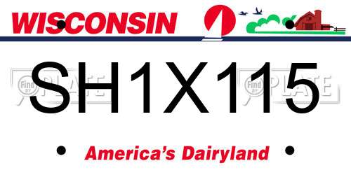 SH1X115 Wisconsin License Plate