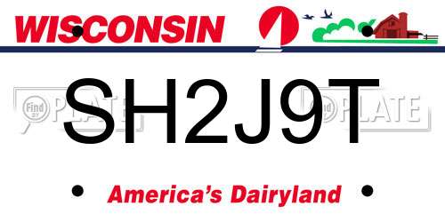 SH2J9T Wisconsin License Plate