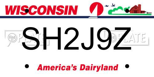 SH2J9Z Wisconsin License Plate