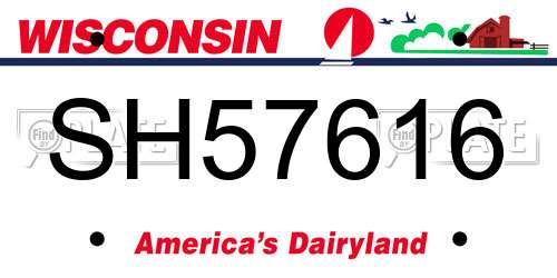 SH57616 Wisconsin License Plate