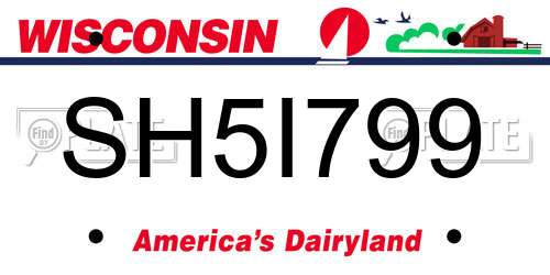 SH5I799 Wisconsin License Plate