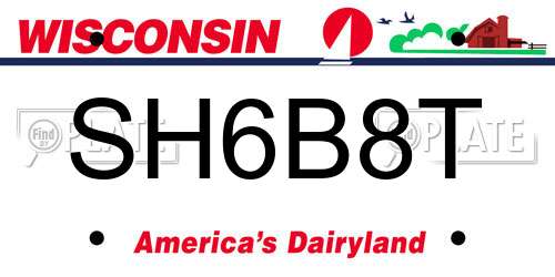 SH6B8T Wisconsin License Plate