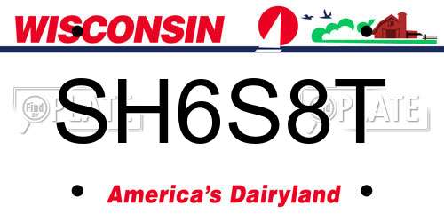 SH6S8T Wisconsin License Plate