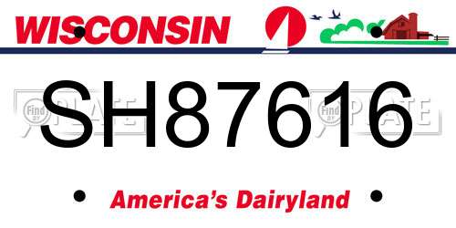 SH87616 Wisconsin License Plate