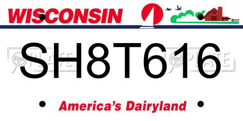 SH8T616 Wisconsin License Plate