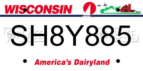 SH8Y885 Wisconsin License Plate