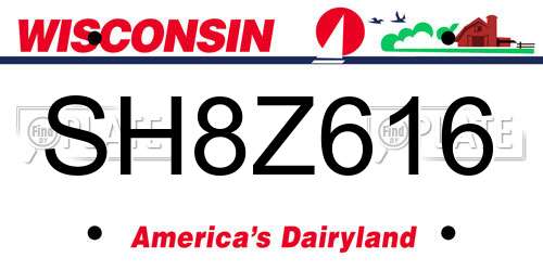 SH8Z616 Wisconsin License Plate