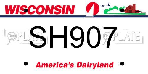 SH907 Wisconsin License Plate