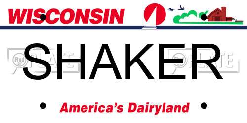 SHAKER Wisconsin License Plate