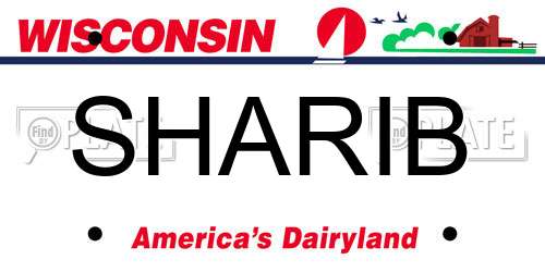 SHARIB Wisconsin License Plate