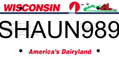 SHAUN989 Wisconsin License Plate