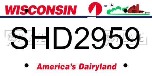 SHD2959 Wisconsin License Plate