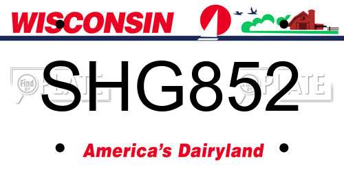 SHG852 Wisconsin License Plate