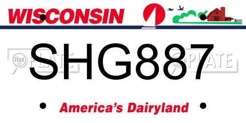 SHG887 Wisconsin License Plate