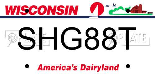 SHG88T Wisconsin License Plate