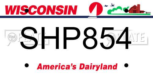 SHP854 Wisconsin License Plate