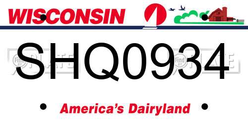 SHQ0934 Wisconsin License Plate