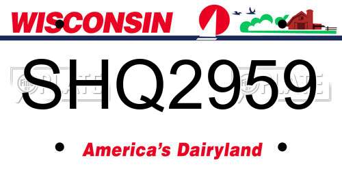 SHQ2959 Wisconsin License Plate