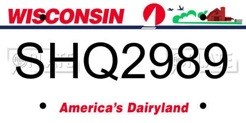 SHQ2989 Wisconsin License Plate