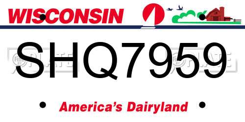 SHQ7959 Wisconsin License Plate