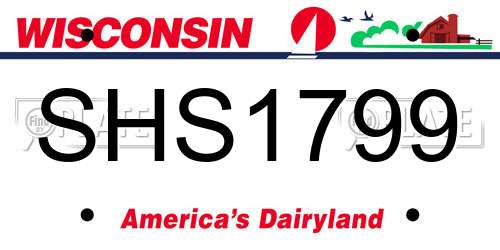 SHS1799 Wisconsin License Plate