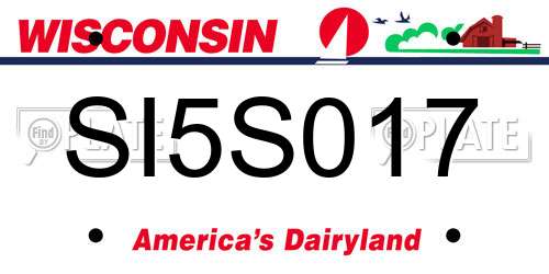 SI5S017 Wisconsin License Plate